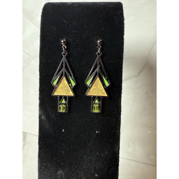 Marion Mahoney tree shaped earrings stained glass - Picture 1 of 4
